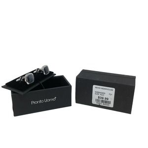 Pronto Uomo Cufflinks, Men's Silver & Grey - 83EC 80020